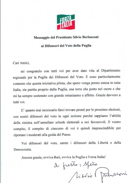 Lettera Berlusconi