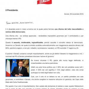 Lettere Berlusconi sul Referendum Costituzionale
